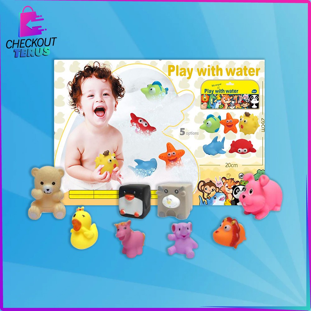 CT M253 Mainan Edukasi Baby Bath Toys Mainan Bebek Anak Bayi Mainan Mandi Anak Karet Set Karakter Bisa Bunyi