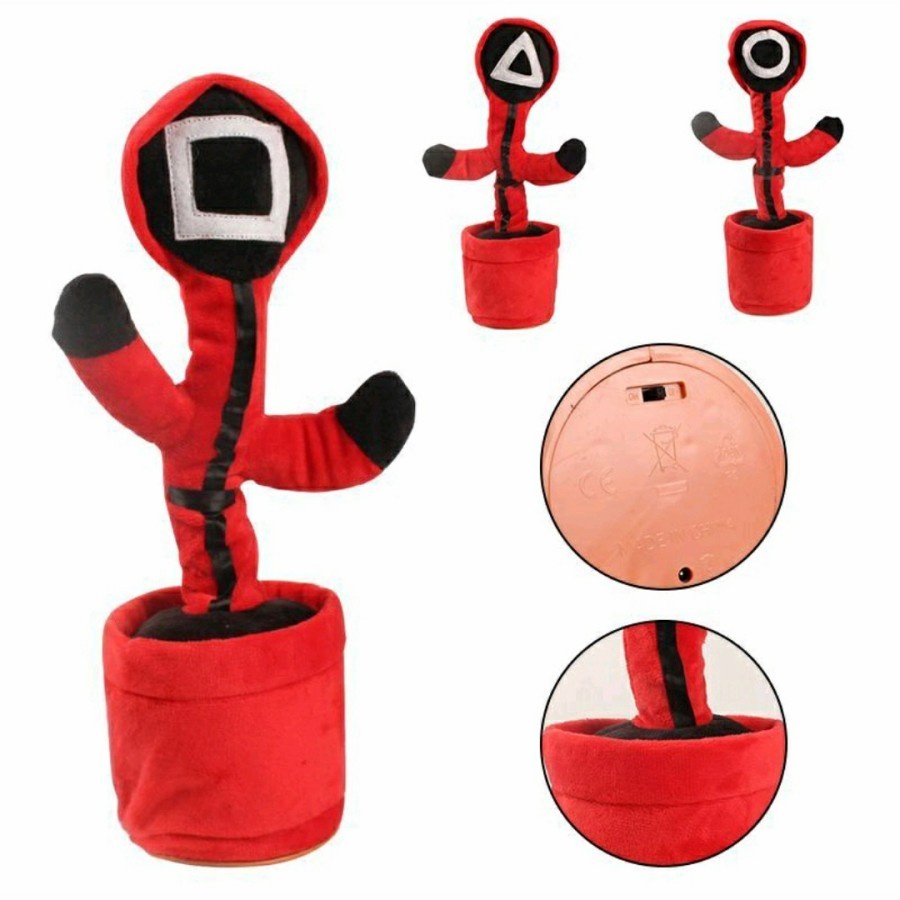 Squid Game Dancing Cactus Mainan Boneka Kaktus Joget Led Menari Usb