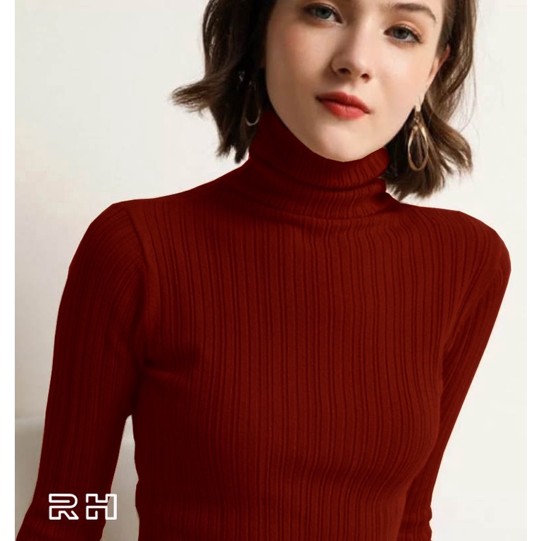 RH - SWEATER SALUR 02 RAJUT TURTLENECK WANITA KERAH TINGGI TURTLE NECK POLOS