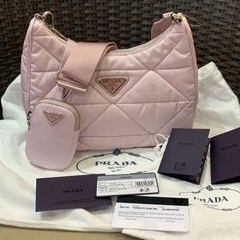 Prada nylon Padded hobo pink bag
