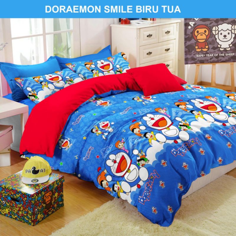 Kain Bahan Sprei Meteran Katun Nikita Motif Dorarmon Smile
