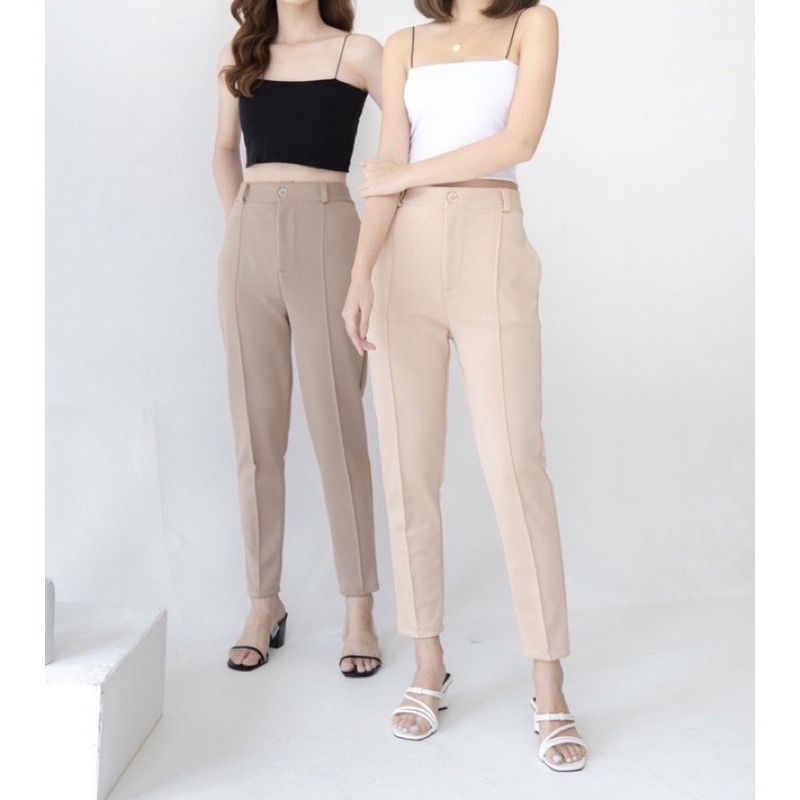 Lookatmeofficial • Celana Basic Daily Pants Bahan Scuba / Office Casual Pants