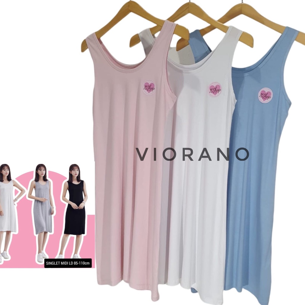 Singlet Jumbo Wanita Longdress Midi XXL Jumbo Tangtop Cewek Tali Lebar Premium Panjang Bahan Adem / Singlet Tunik Wanita Jumbo Size Super Soft Dalaman Gamis