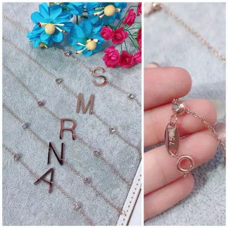 Titanium jewelry Gelang Huruf Titanium Cap 750 Serut Rosegold UBS