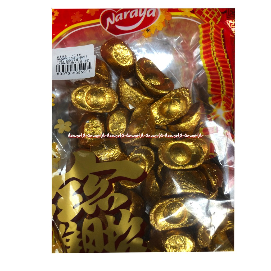 Naraya Gold Choco Yuan Bao Cokelat Emas Batangan China 200 gr