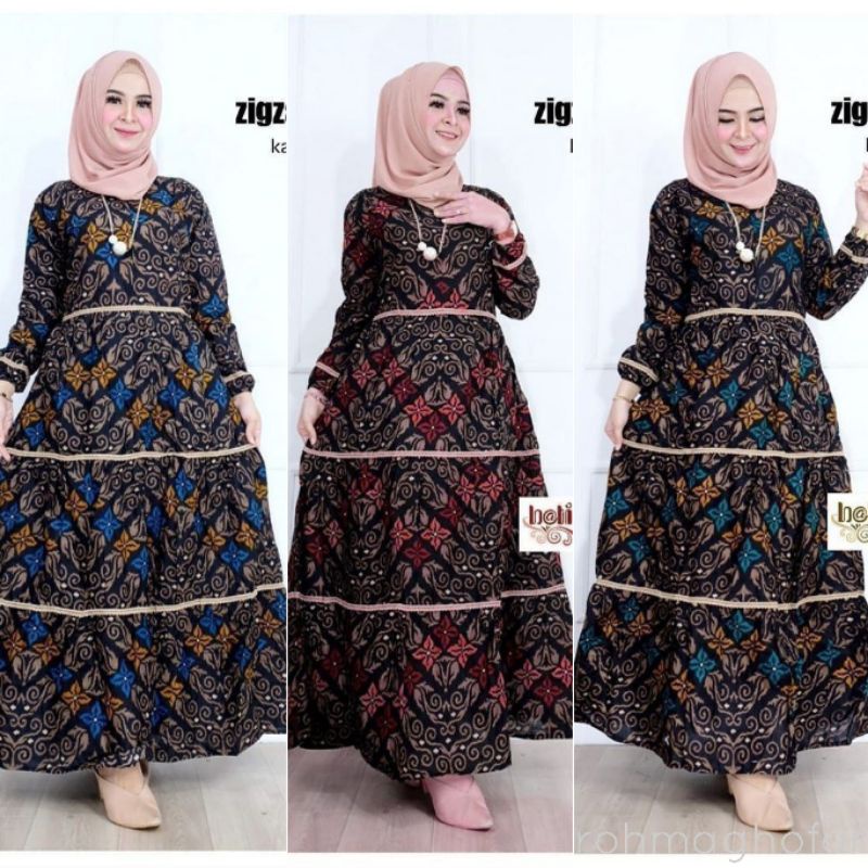 Gamis Batik Long Dress Batik Wanita Motif Songket Seragam Batik