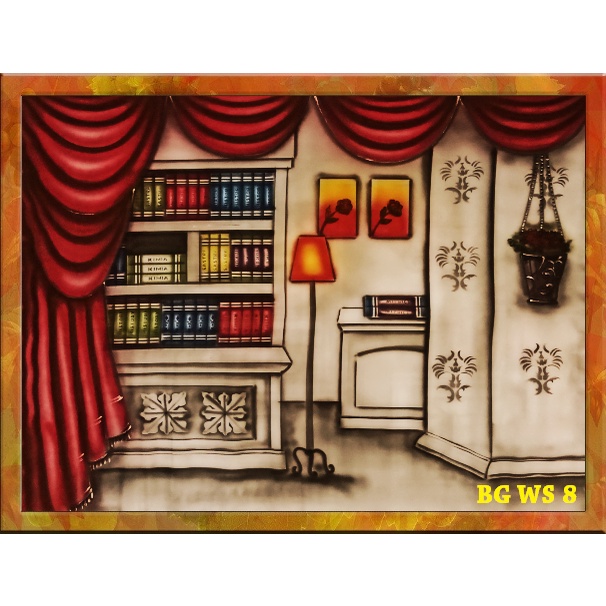 Background Wisuda Backdrop Rak Buku Layar Foto 3