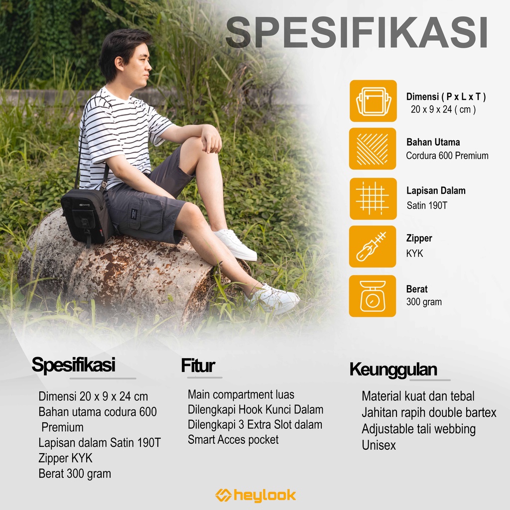 HEYLOOK Project - Tas Selempang Pria TESLA Sling Bag Pria Waist Bag Distro Heylook