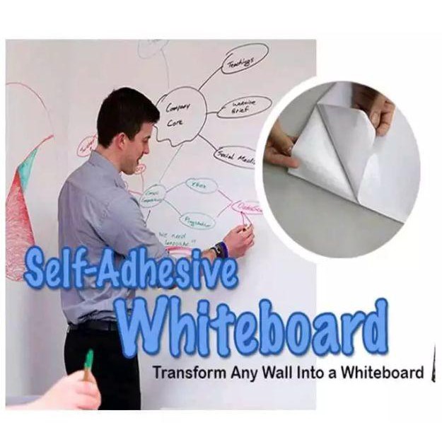 

BEST SELLER PAPAN TULIS WHITE BOARD WALLPAPER WARNA PUTIH SIZE 45CM X 2M - PUTIH !!!