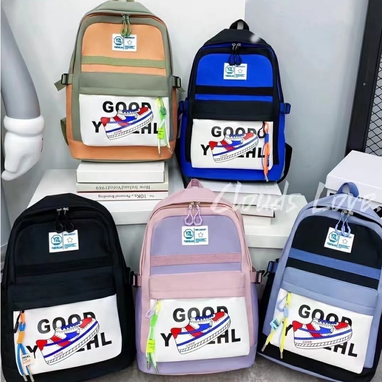 TAS SEKOLAH ANAK PEREMPUAN / BACKPACK RANSEL MODEL SABLON SEPATU WARNA LUCU 2150