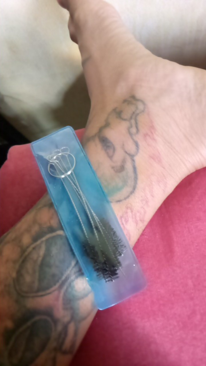 5pcs Sikat Pembersih Tato Sekali Pakai Bahan Stainless Steel