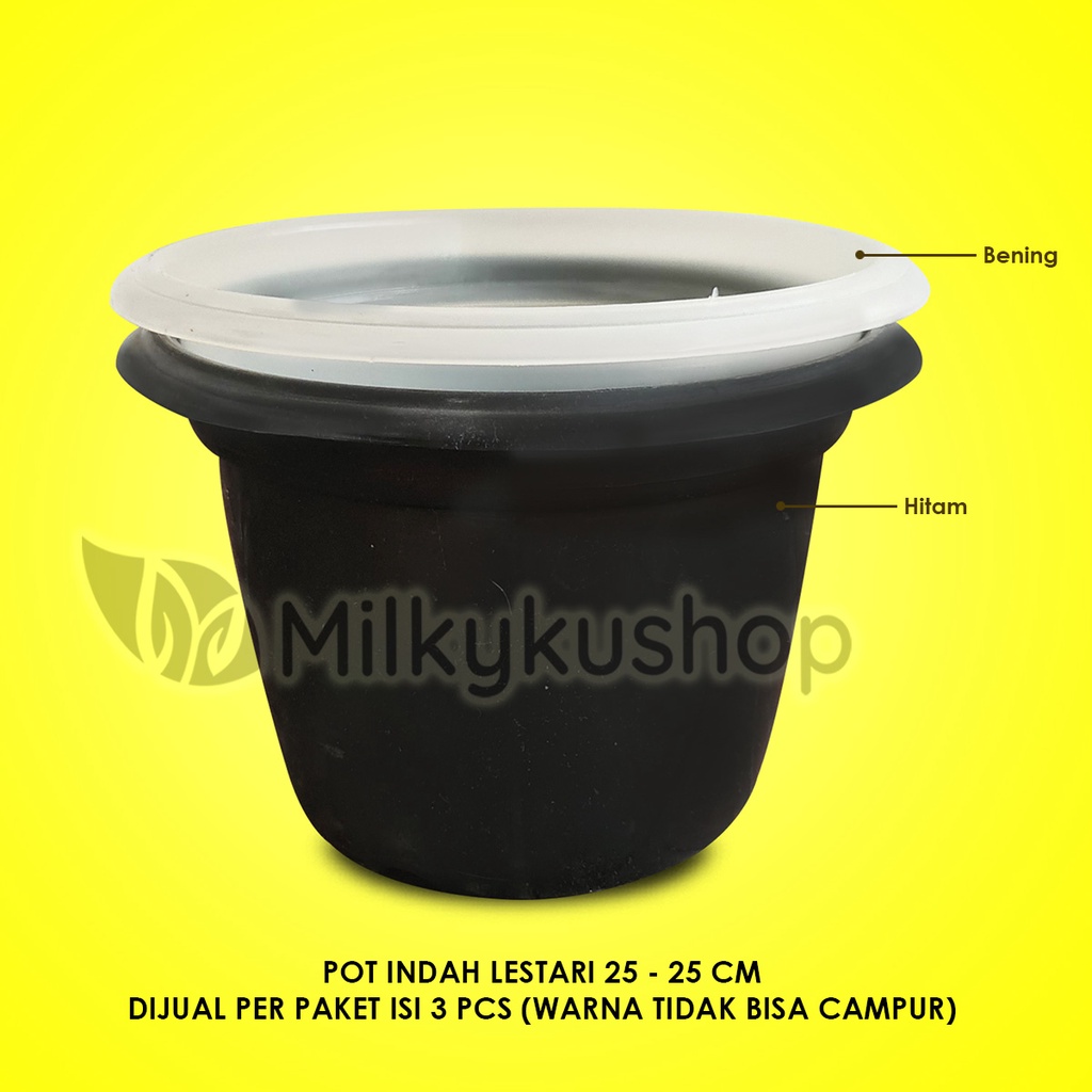 POT INDAH LESTARI 25 WARNA 25 CM - PAKET 3 PCS - POT TANAMAN