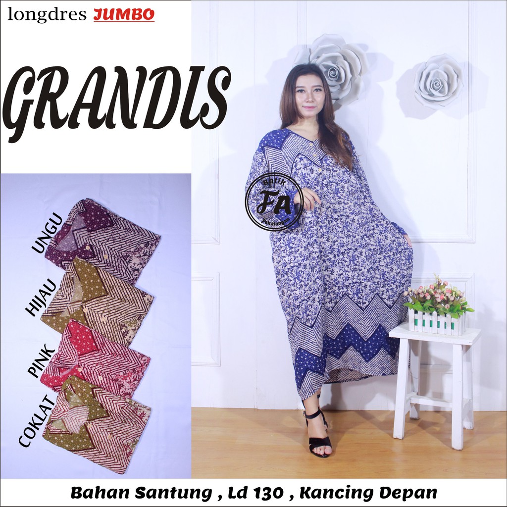 Longdres jumbo grandis baju tidur batik murah fashion 