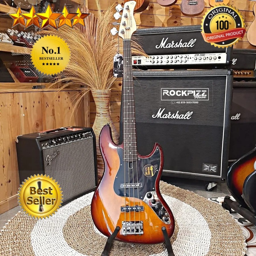 SIRE V3 V 3 V-3 4-STRING MARCUS MILLER 2ND, SUNBURST ELECTRIC BASS