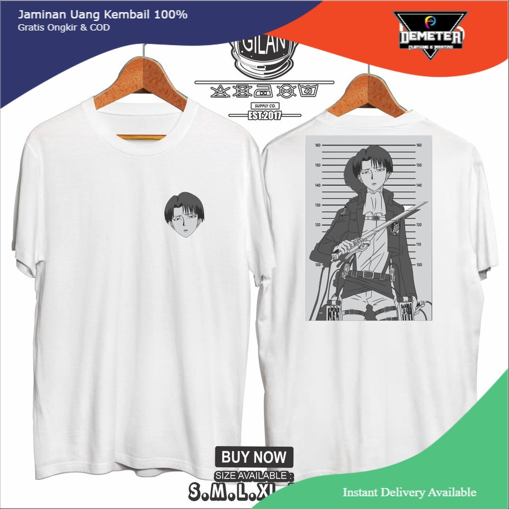 Kaos Baju Anime ATTACK ON TITAN CAPTAIN LEVI ACKERMAN - Gilan