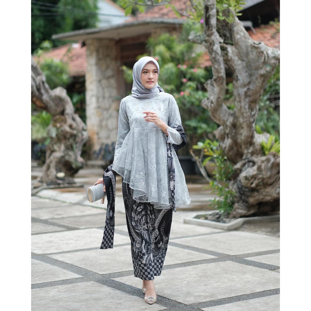 Kebaya Couple Modern, Kebaya Tunangan Lamaran, Kebaya Wisuda, Kebaya Kondangan-Kebaya+rok GREY