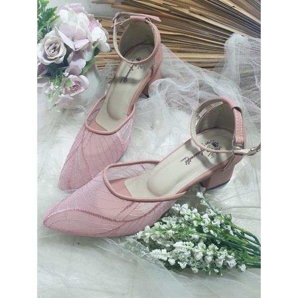 sepatu Emilia dustypink tali tinggi 5cm tahu