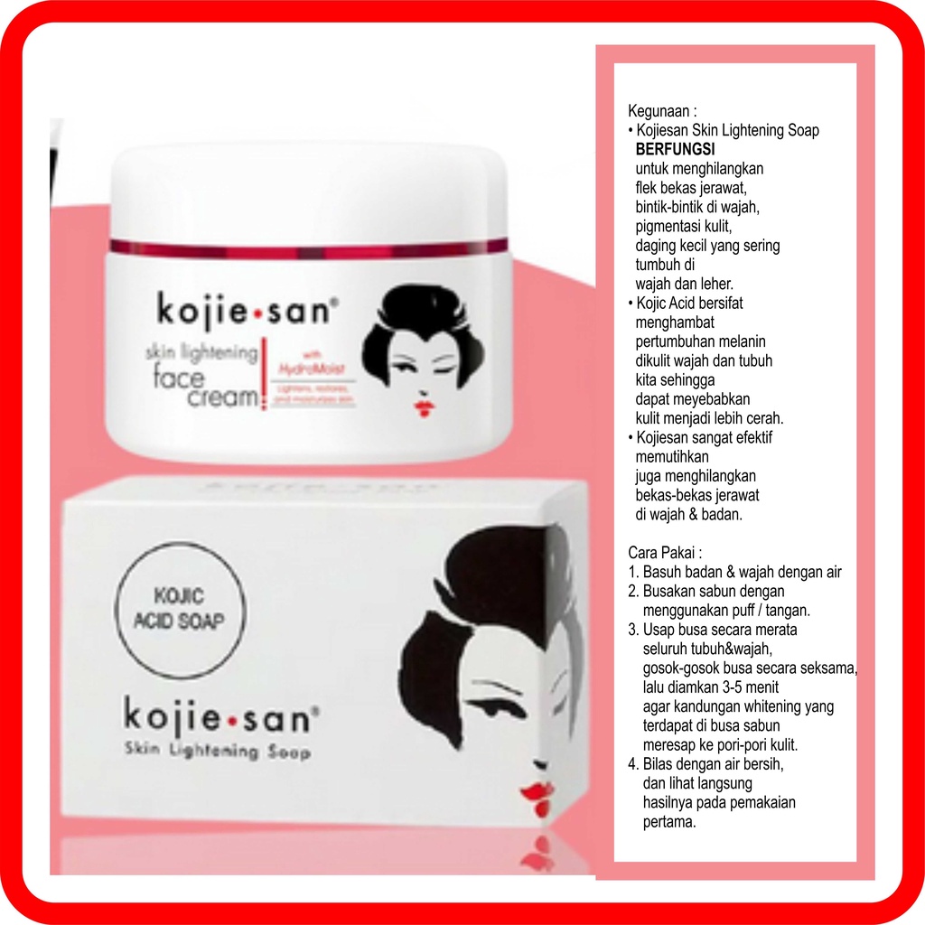 Paket Kojie San Face Lightening Cream 30gr Penghilang Jerawat & Flek Serta Pencerah Wajah