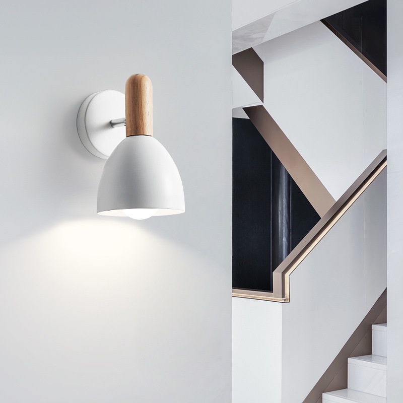 E27 lampu dinding Nordic desain minimalis samping tempat tidur/ruang tamu/balkon/lampu dinding latar belakang TV