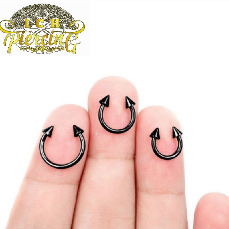 Anting Nose stud / Piercing hidung / Anting hidung c jarum hitam 6mm