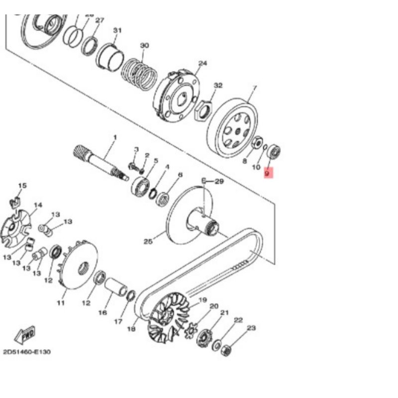 BEARING LAHER BAK CVT MIO LAMA FINO KARBU NOUVO MIO SOUL MIO SPORTY ASLI ORI YAMAHA 93300 638Y8