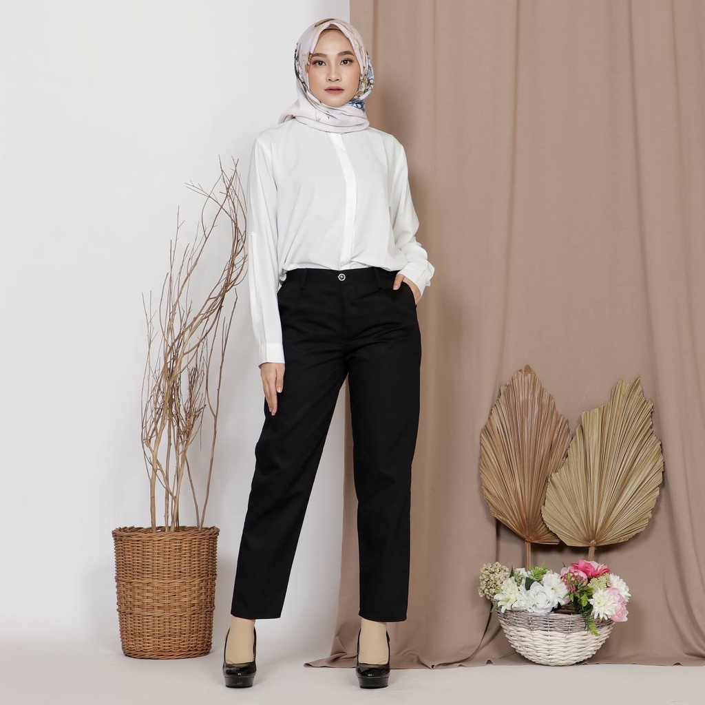 Ogos Baggy Pants Premium American Drill Import / Celana Kerja Wanita Baggy Pants