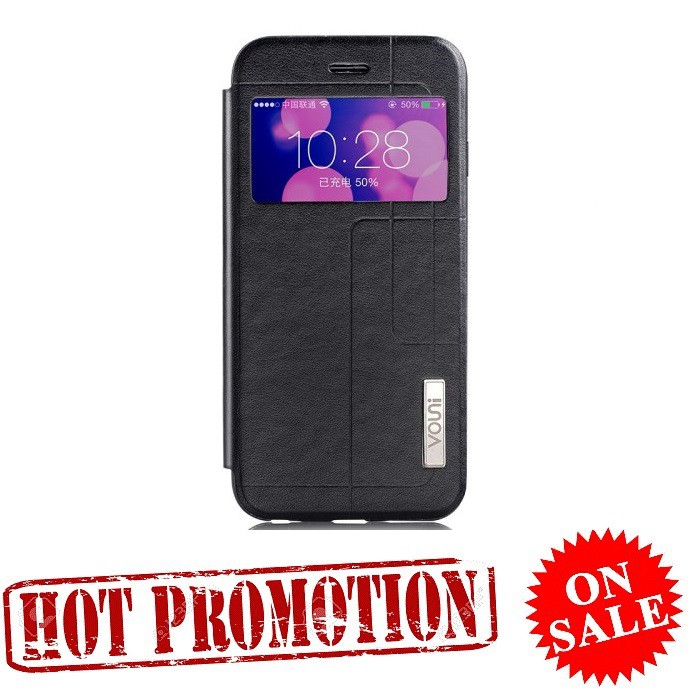 SALE VOUNI FLIP LEATHER CASE IPHONE 6 & 6S BLACK