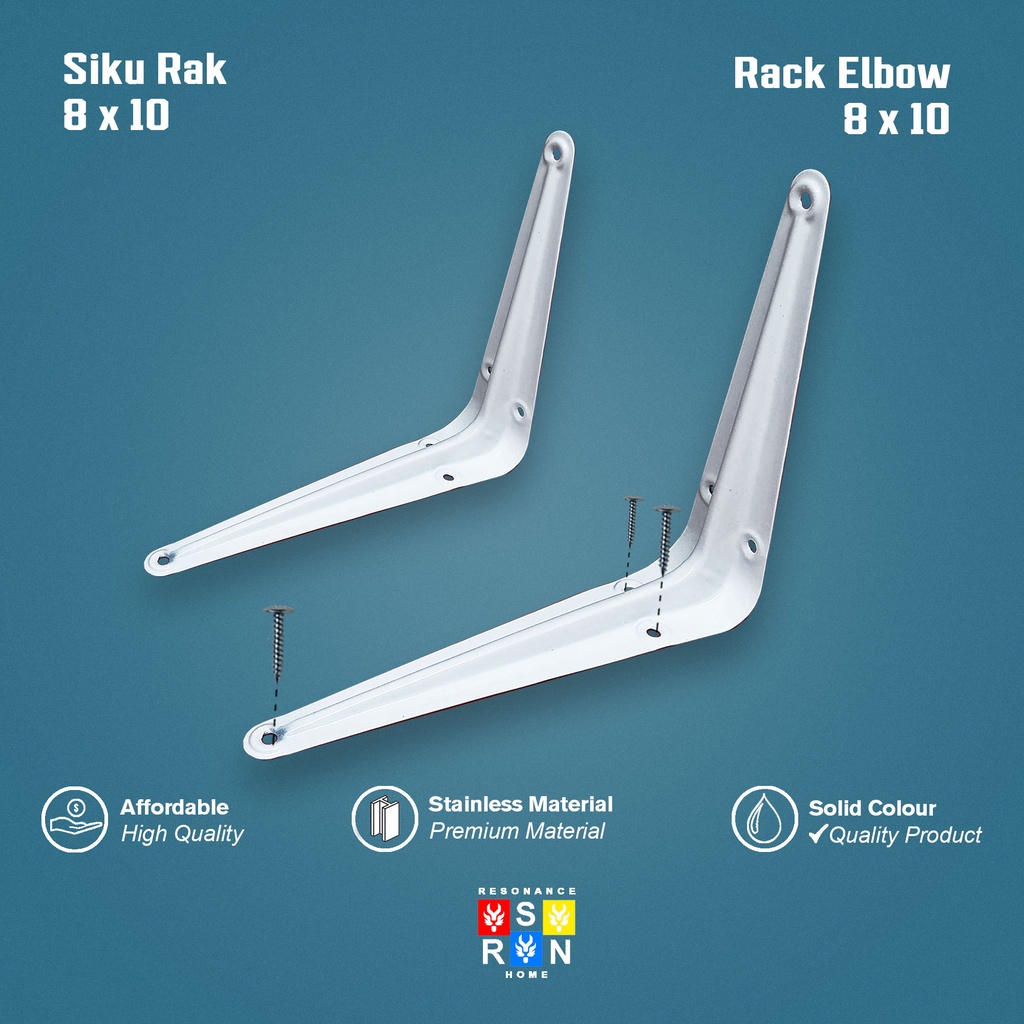 Siku Rak Besi L Putih Uk. 8x10 Inch l Shelf Bracket l Resonance Home