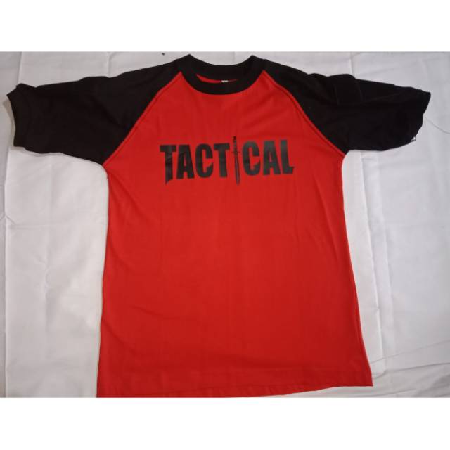 Kaos pendek tactical/blackhawk dewasa merah kombinasi katun combed 20s