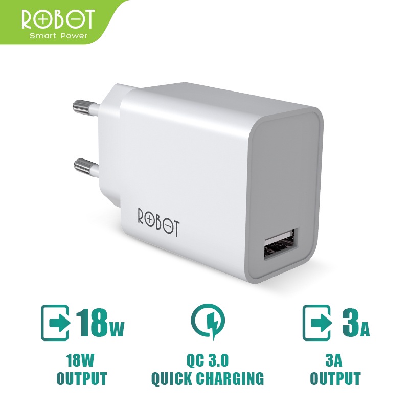 ROBOT Single Port Quick Charger RT-F1 Fast Charging Original Micro USB Type C Lightning - Garansi 1 Tahun