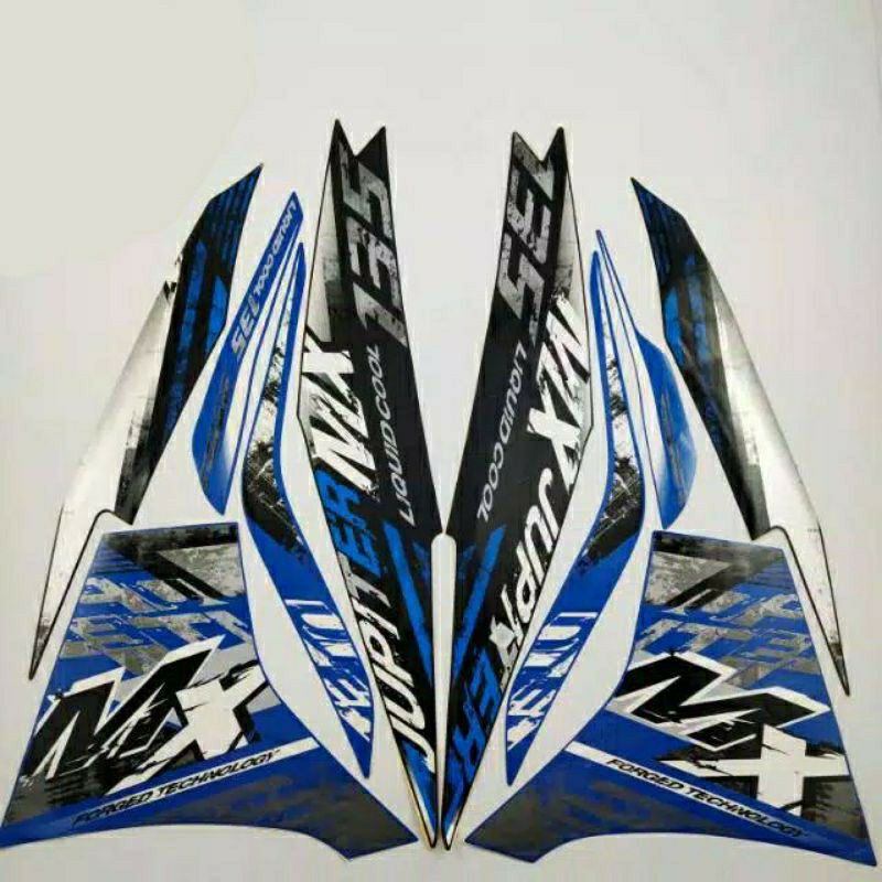 stiker / striping Yamaha Jupiter MX new hitam-biru