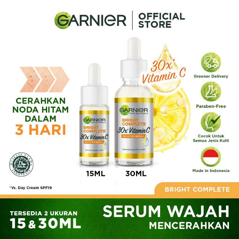 Garnier Bright Complete Vitamin C 30X Booster Serum dan  Hyaluron 30 x booster serum (30 ML)