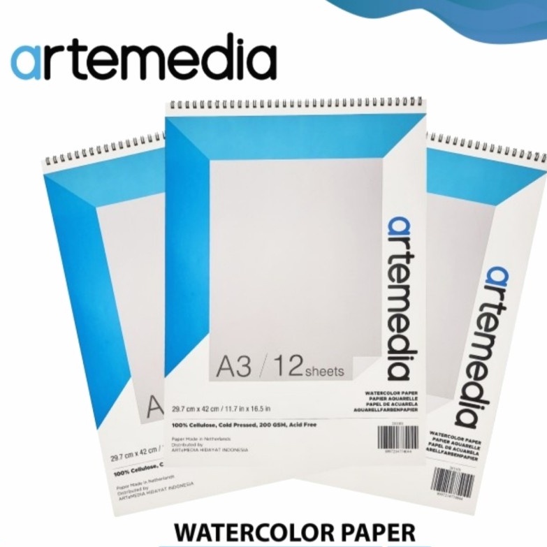 

ARTEMEDIA BOOK WATER COLOR PAPER A3 ISI 12 SHEETS / ARTEMEDIA