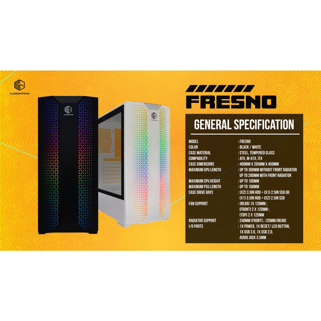 Cube Gaming Fresno White RGB Tempered Glass Casing PC