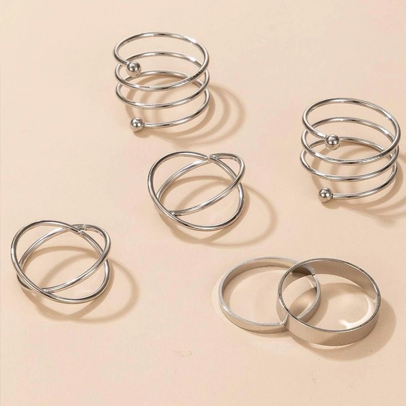 FerenHongXia 6 Pcs/set In Korea Cincin Gaya Punk Geometris Cincin Indah Pesta Pernikahan