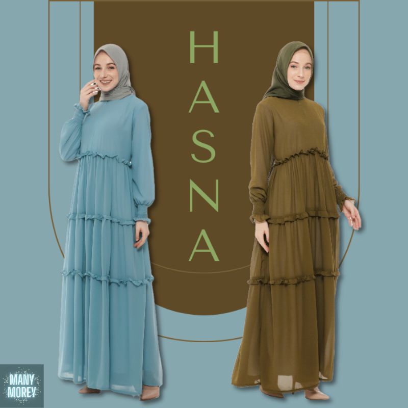 FASHION MUSLIM TERBARU•ORIGINAL PREMIUM•HASNA•Baju gamis remaja kekinian baju muslim wanita kekinian