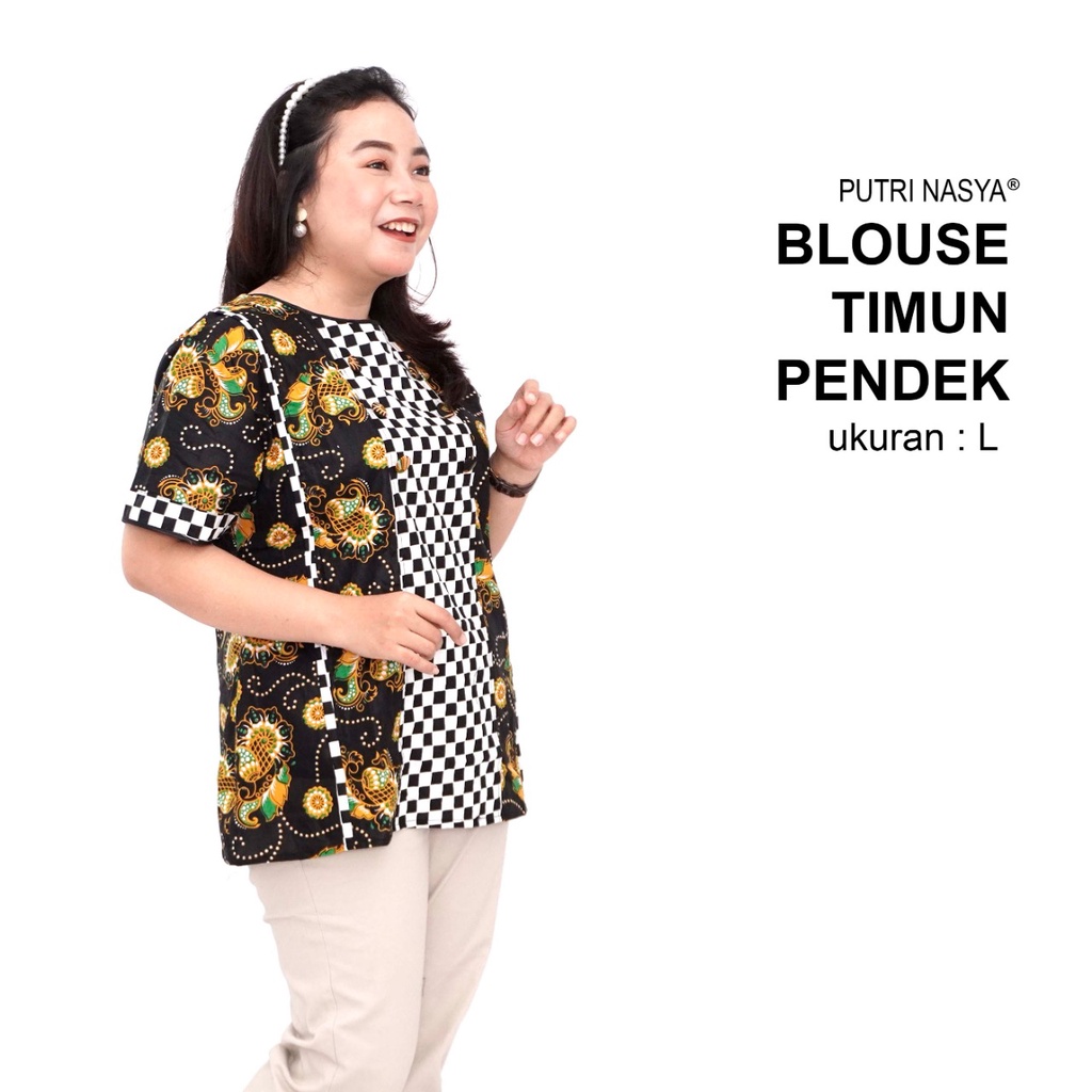 Blouse Big Size Wanita Atasan Batik Jumbo S-M-L-XL-2L-3L-4L-5L-6L-7L Model Blus Jumbo Kerja Batik / Seragam Batik Kantor Kekinian LD 140