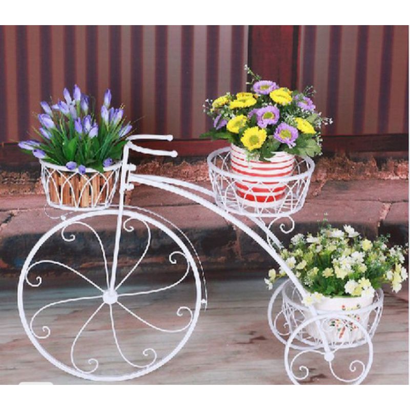 RAK BESI POT BUNGA POT TANAMAN SEPEDA 3 LUBANG BESAR TANAMAN LEBIH CANTIK RAPIH DAN INDAH GRAB / GOJ