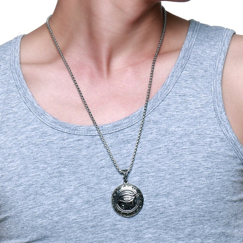 Kalung Liontin Mata Horus Bahan Titanium Steel Gaya Punk