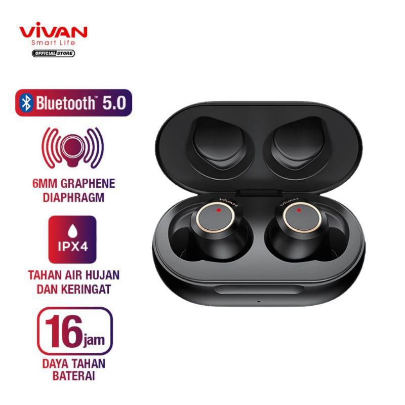 Earbuds Vivan TWS Headset Bluetooth Liberty T100S Earphone Original