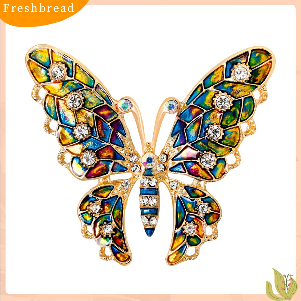 Fresh| Butterfly Bros Bentuk Kupu-Kupu Aksen Berlian Imitasi Warna-Warni Bahan Metal Untuk Wanita