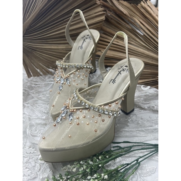 sepatu wedding wanita atalita gold 10cm tahu