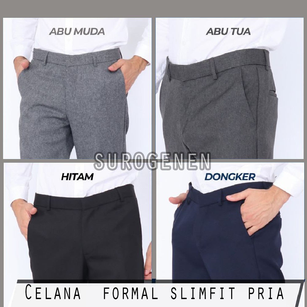 CELANA KANTOR FORMAL PRIA SLIMFIT BAHAN DASAR KAIN