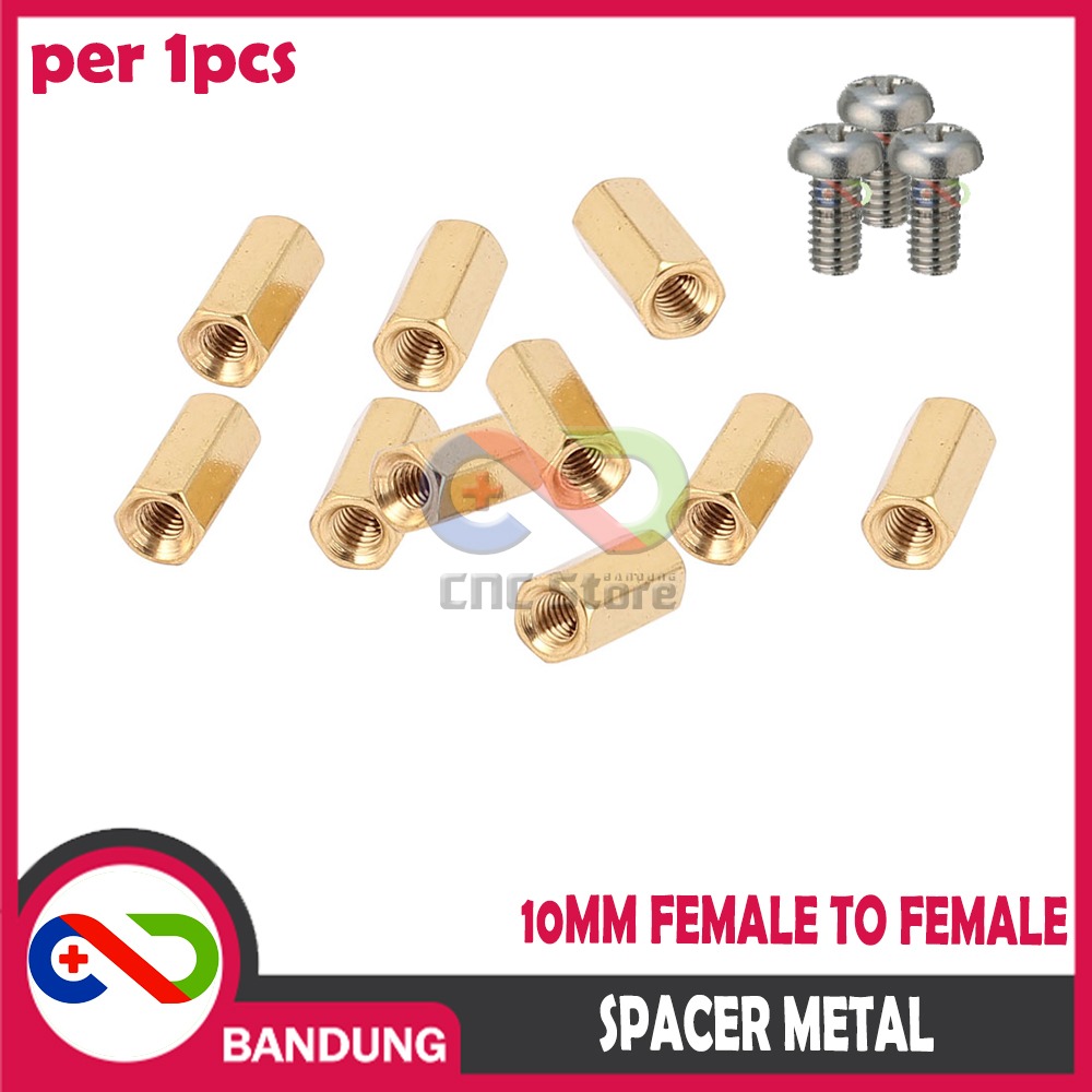 SPACER PCB METAL LOGAM 10x3MM FEMALE COOPER KUNINGAN HEXAGON PLUS BAUD