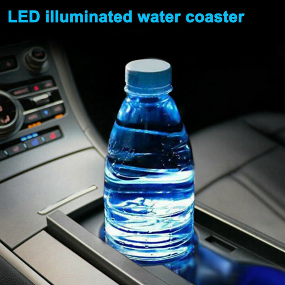 2pcs Cup Holder Dengan Lampu Led Penuh Warna Untuk Mobil