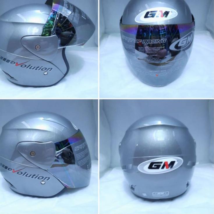 [NJO➠] HELM GM EVOLUTION SOLID BLACK METALIK - HITAM METALIK KACA PELANGI Half Face ➾ 80