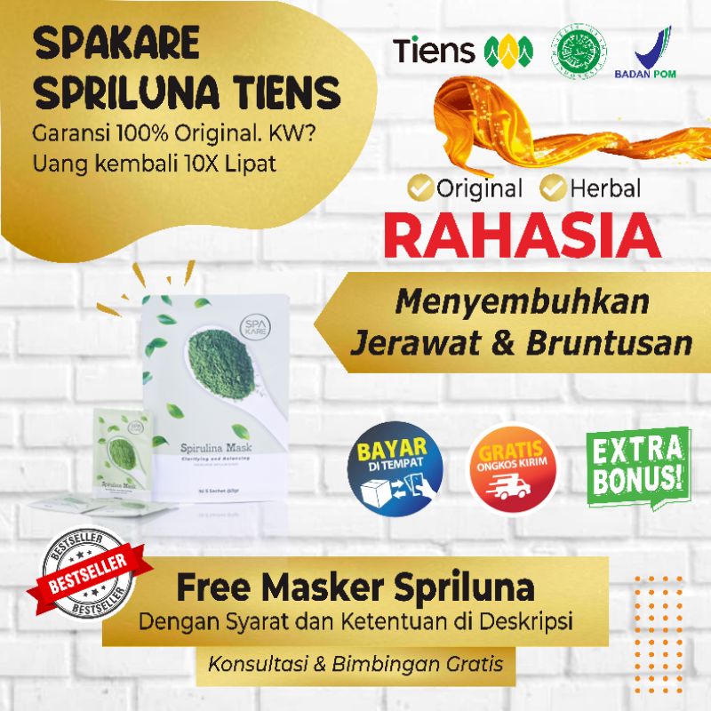 (TERLARIS) MASKER WAJAH SPAKARE SPIRULINA MASK ECERAN MASKER JERAWAT BEKAS JERAWAT BRUNTUSAN FLEK HI