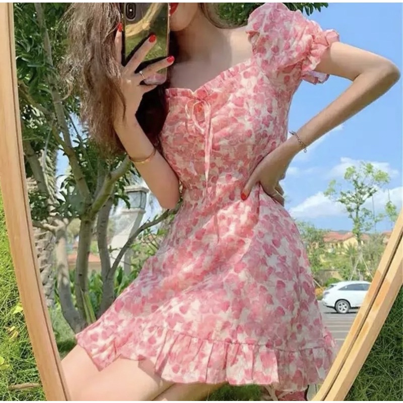 dress korea dress pantai wanita/gaun pesta/dress bunga korea/Gaun malam/dress korea wanita/dress bru