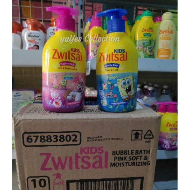 Zwitsal kids buble bath 280 ml 2in1 Hair &amp; Body Wash Pump clean fresh soft pumping sabun mandi cair anak Pink Biru Hijau blue switsal