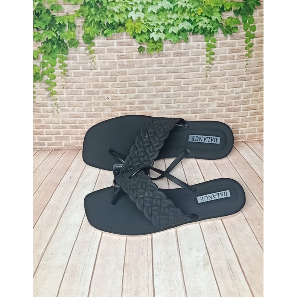 balance 1203-23/sandal jelly wanita sandal karet perempuan terbaru ori produk impor-HITAM